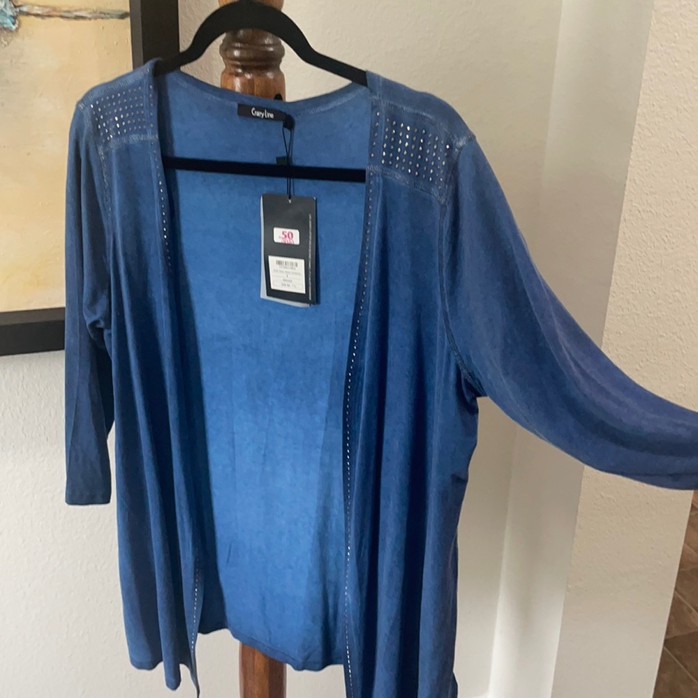 Crazy line Blue thin jacket! So beautifully made! Look of denim in soft viscose